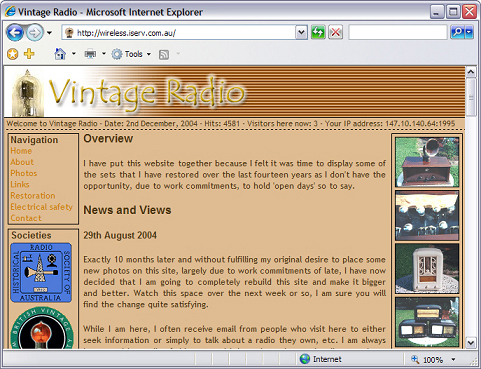 The first Vintage Radio site