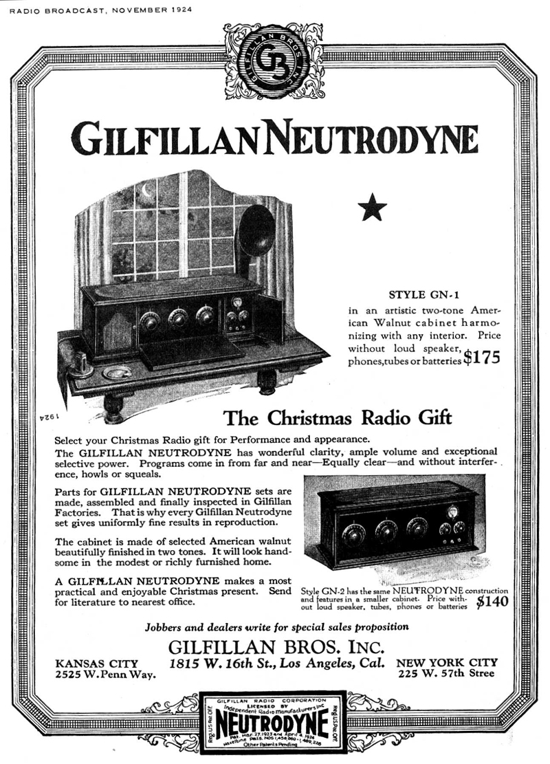 Gilfillan Neutrodyne Radio