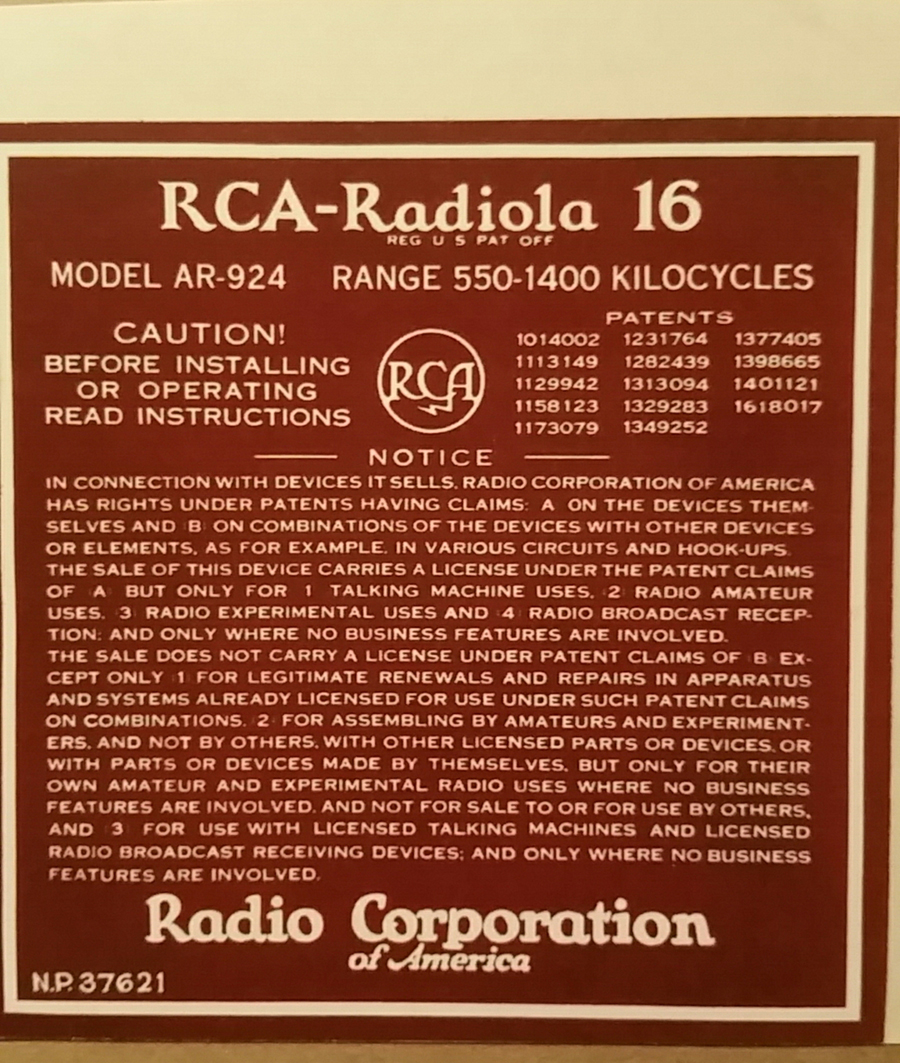 RCA Model 16 Valve Radio