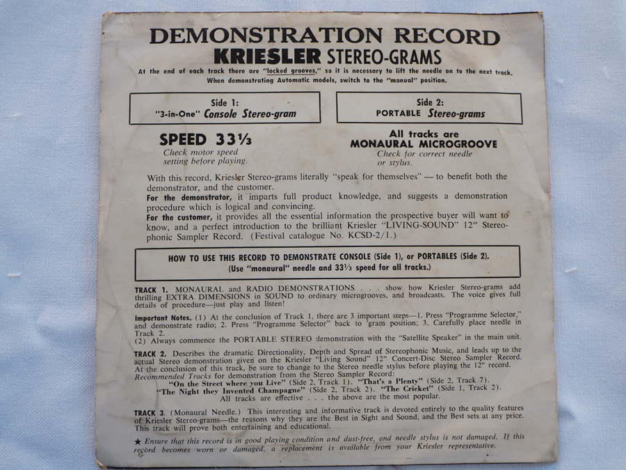 Kriesler Demonstration Record