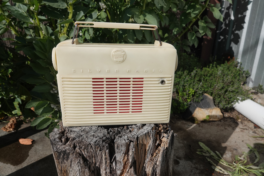 Silver transistor radio