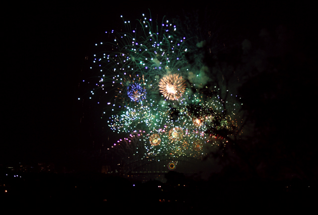New Year fireworks on Sydney Harbour.