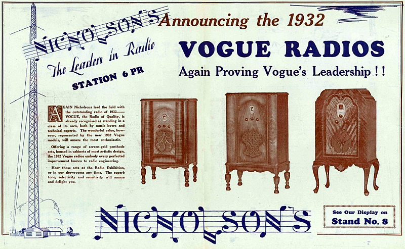 Vogue Radio 1932 Advertisment